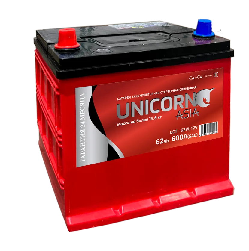 Аккумулятор 12V Unicorn 6СТ-62.1 Asia Ca/Ca - 2