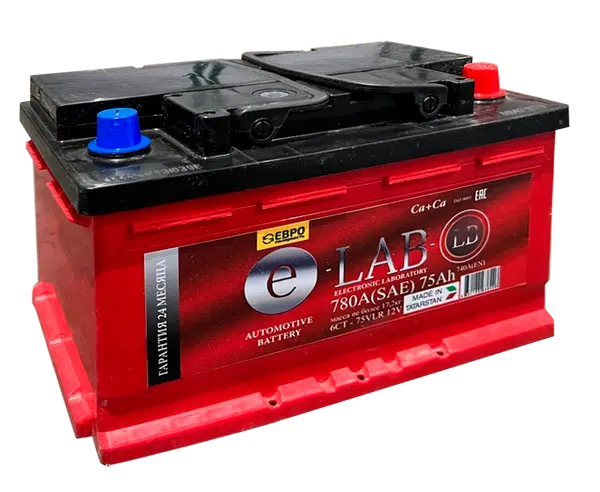 Аккумулятор 12V E-LAB 6СТ-75.0LB Ca/Ca низкий