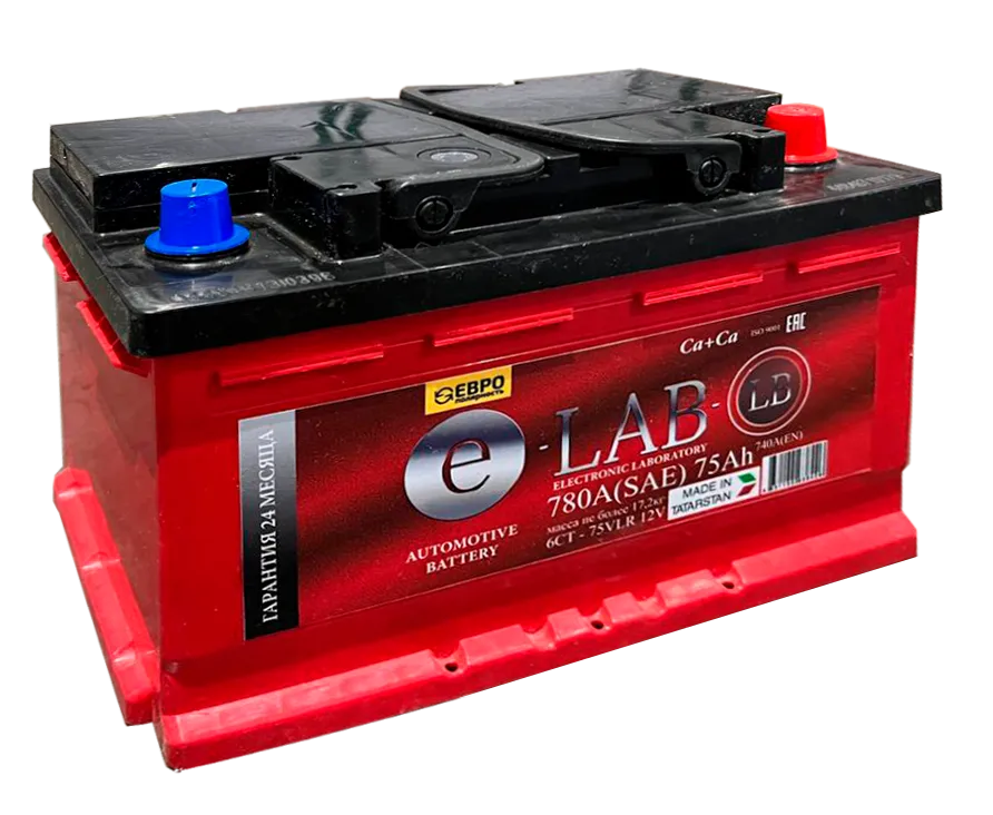 Аккумулятор 12V E-LAB 6СТ-75.0LB Ca/Ca низкий - 2