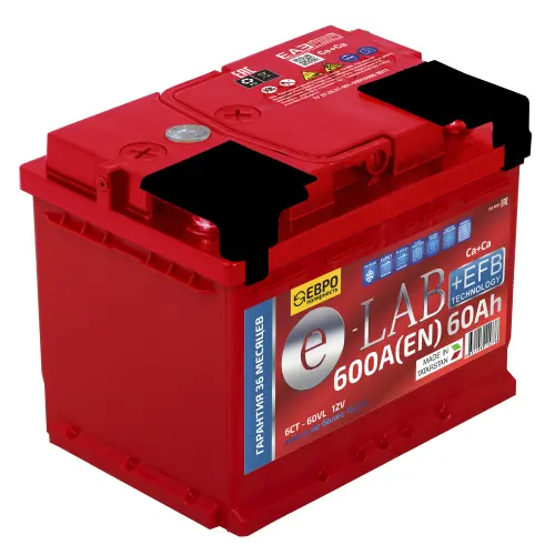 Аккумулятор 12V E-LAB 6СТ-60.0 EFB Ca/Ca