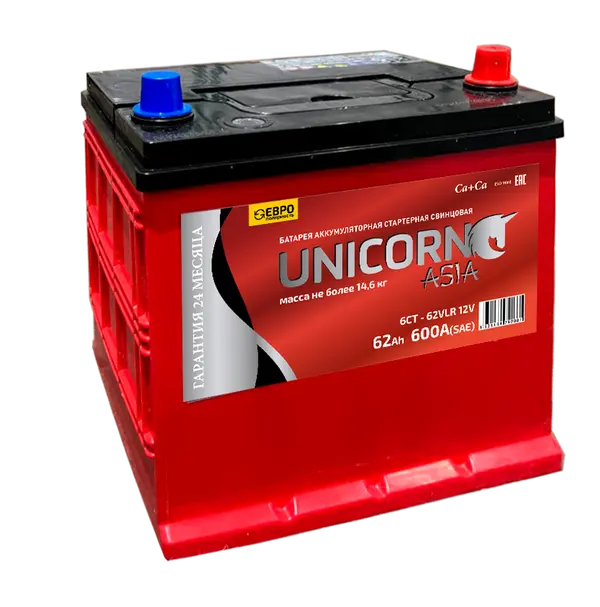 Аккумулятор 12V Unicorn 6СТ-62.0 Asia Ca/Ca