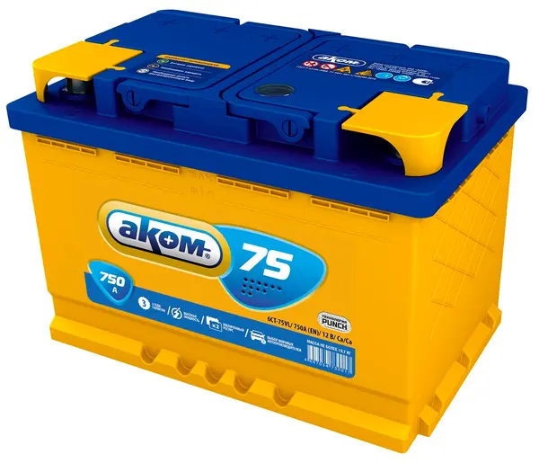 Аккумулятор 12V АКОМ 6СТ-75.1 Са\Са