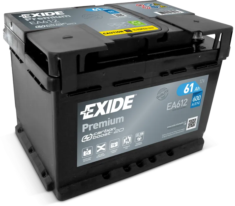 Аккумулятор 12V EXIDE 6CT-61.0LB Premium EA612 низкий - 2