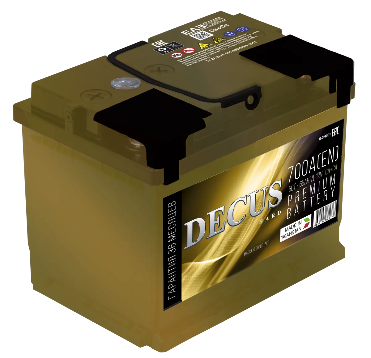 Аккумулятор 12V Decus 6СТ-66.1 Gold Ca/Ca - 2