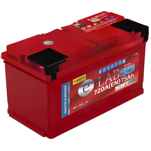 Аккумулятор 12V E-LAB 6СТ-75.0 EFB Ca/Ca