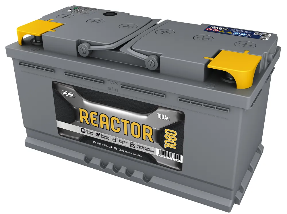 Аккумулятор 12V АКОМ 6СТ-100.1 Reactor Ca\Ca - 2