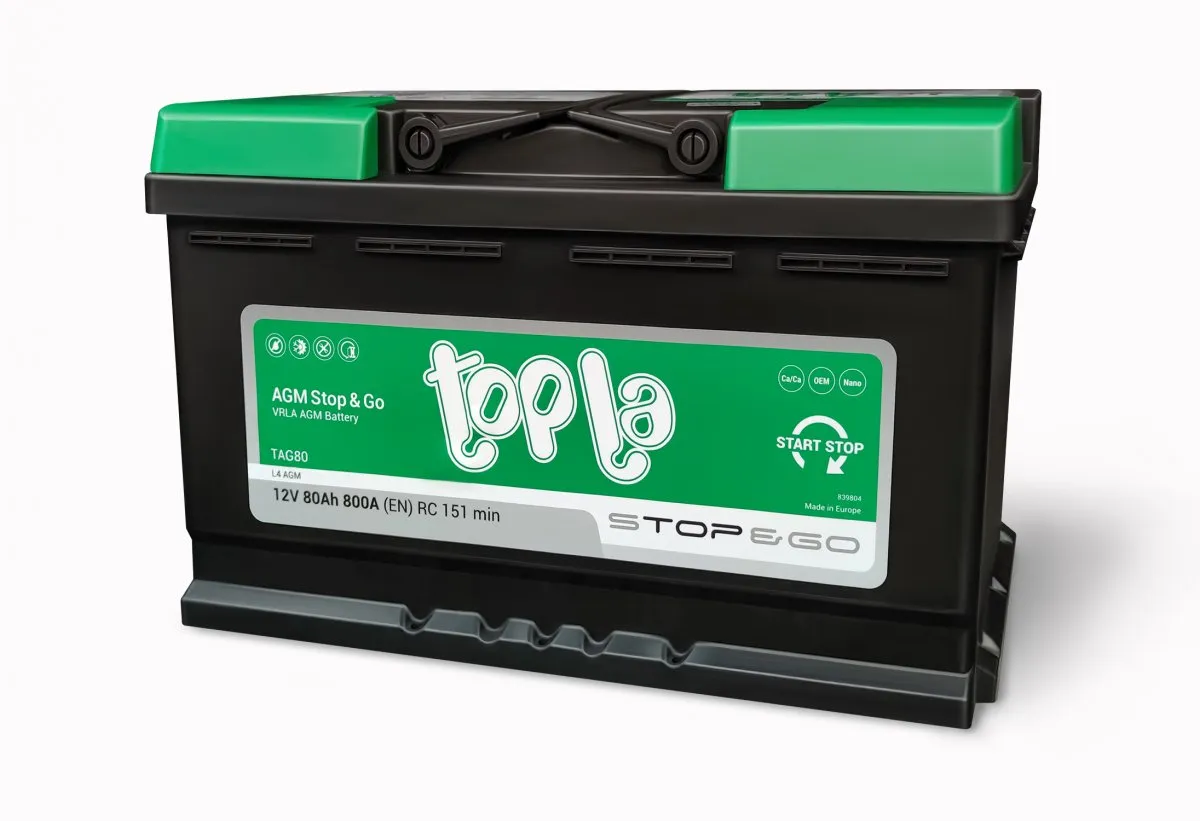 Аккумулятор 12V Topla 6CT-80.0 AGM Stop&Go TAG80 - 2