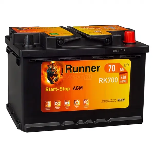 Аккумулятор 12V Runner 6CT-70.0 Start-Stop AGM