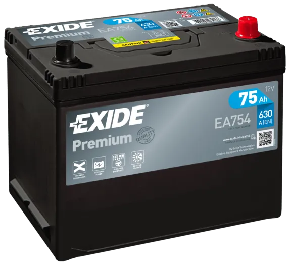 Аккумулятор 12V EXIDE 6CT-75.0 Asia Premium EA754 - 2