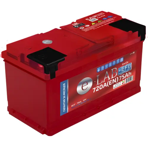Аккумулятор 12V E-LAB 6СТ-75.1 EFB Ca/Ca