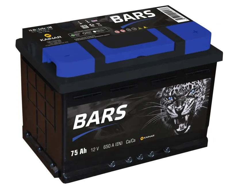 Аккумулятор 12V Bars 6СТ-75.0LB Ca/Ca (низкий) - 2