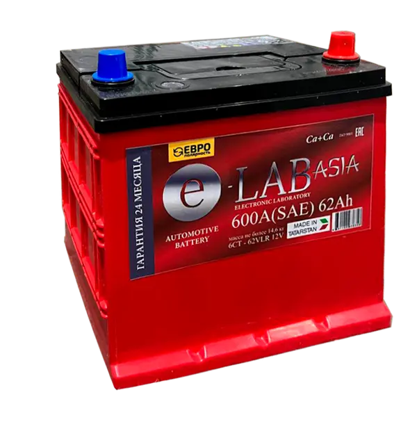 Аккумулятор 12V E-LAB 6СТ-62.0 Asia Ca/Ca
