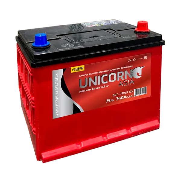Аккумулятор 12V Unicorn 6СТ-75.0 Asia Ca/Ca