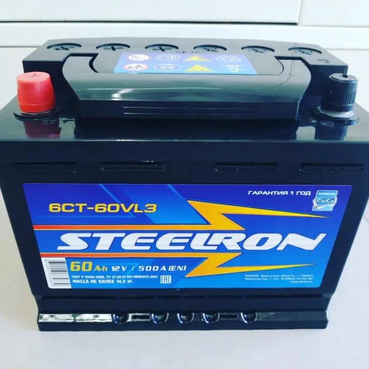 Аккумулятор 12V Steelron 6СТ-60VL3(L) - 2