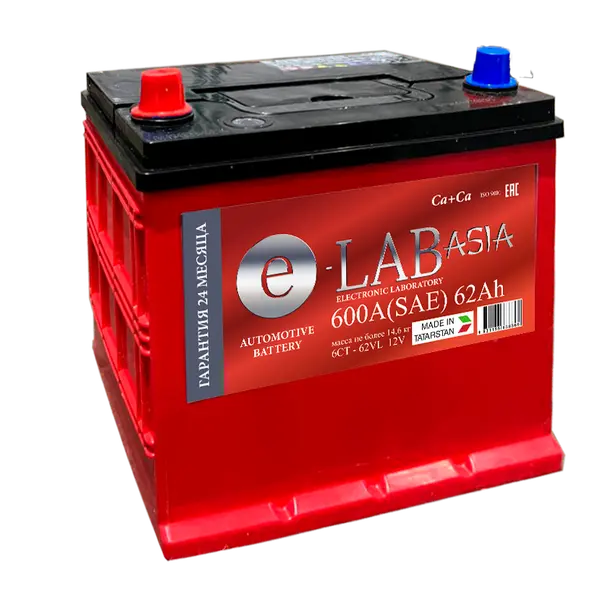 Аккумулятор 12V E-LAB 6СТ-62.1 Asia Ca/Ca