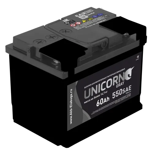 Аккумулятор 12V Unicorn 6СТ-60.1 Grey Ca/Ca - 2