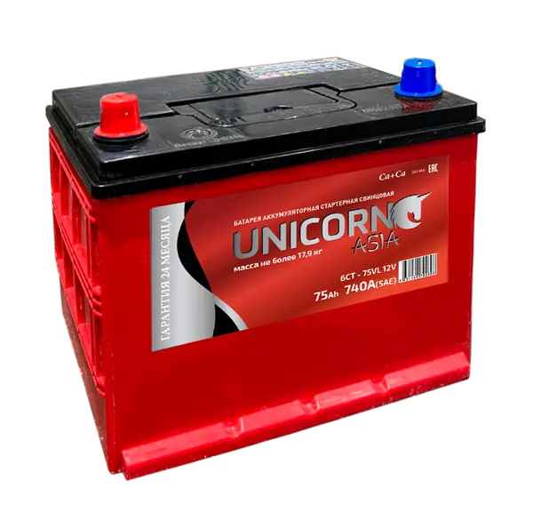 Аккумулятор 12V Unicorn 6СТ-75.1 Asia Ca/Ca