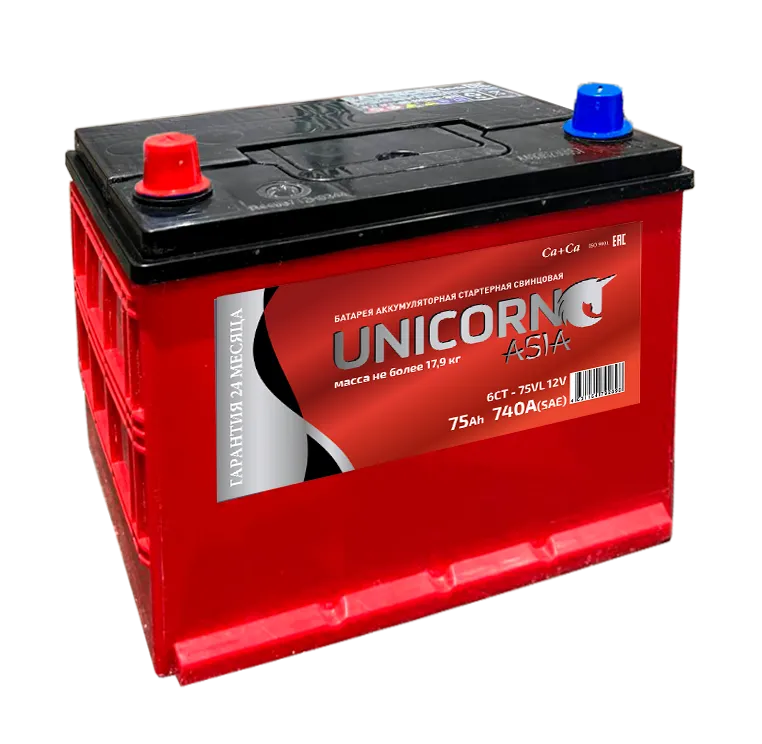 Аккумулятор 12V Unicorn 6СТ-75.1 Asia Ca/Ca - 2