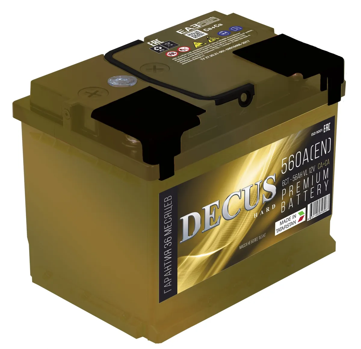 Аккумулятор 12V Decus 6СТ-56.1 Gold Ca/Ca - 2