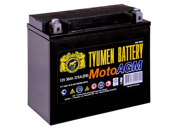 Аккумулятор 12V Tyumen Battery 6MTC-30AGM MotoAGM