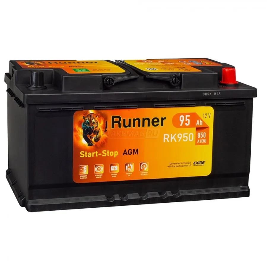 Аккумулятор 12V Runner 6CT-95.0 Start-Stop AGM - 2