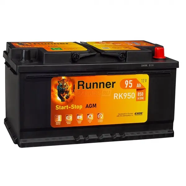 Аккумулятор 12V Runner 6CT-95.0 Start-Stop AGM