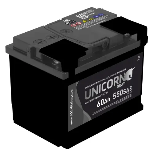 Аккумулятор 12V Unicorn 6СТ-60.0 Grey Ca/Ca