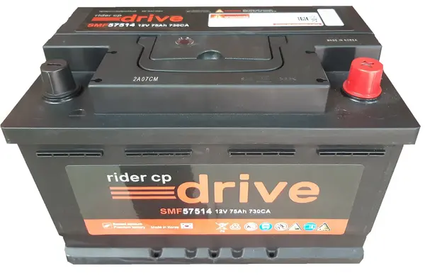 Аккумулятор 12V Rider Drive 6CT 75.0 SMF 57514 низкий