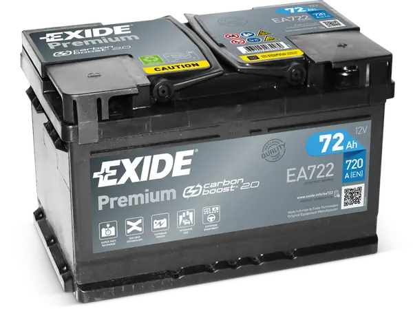 Аккумулятор 12V EXIDE 6CT-72.0LB Premium EA722 низкий