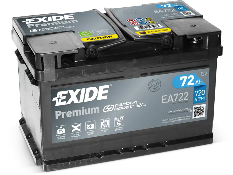 Аккумулятор 12V EXIDE 6CT-72.0LB Premium EA722 низкий - 2