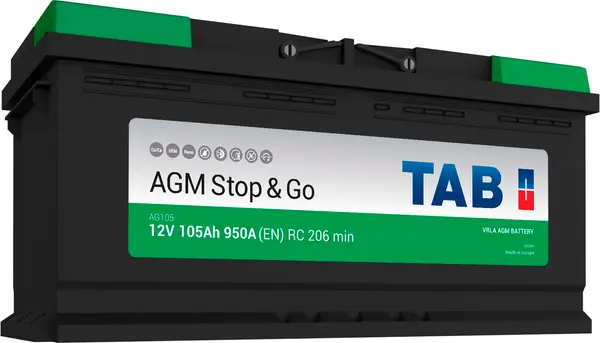 Аккумулятор 12V TAB 6CT-105.0 AGM Stop&Go AG105