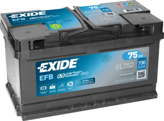 Аккумулятор 12V EXIDE 6CT-75.0LB Start-Stop EFB низкий