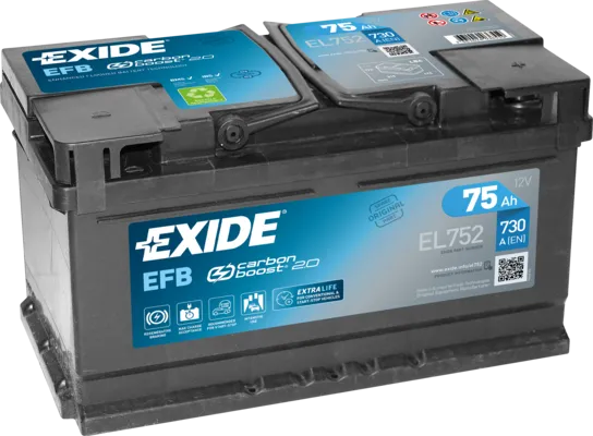 Аккумулятор 12V EXIDE 6CT-75.0LB Start-Stop EFB низкий - 2
