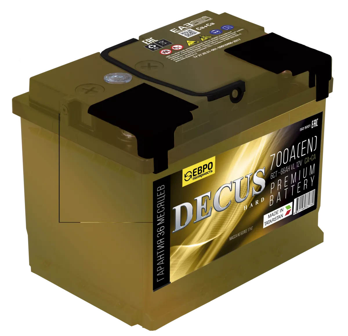 Аккумулятор 12V Decus 6СТ-66.0 Gold Ca/Ca - 2
